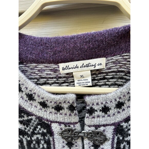 Telluride Clothing Women’s XL Nordic Wool Sweater Ski Fair Isle Clasp Cardigan - Picture 3 of 7